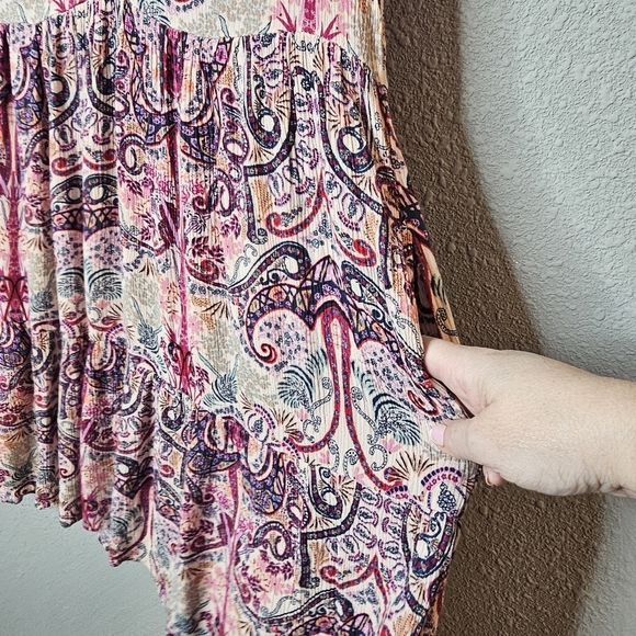 KNOX ROSE Floral Gauze Midi Dress Sz XS Peasant Tiered Boho Cottagecore  Paisley - Picture 4 of 9